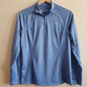 Ariat Tek Sunstopper 2.0 Pullover Womens Medium Blue 1/4 Zip Long Sleeve Shirt